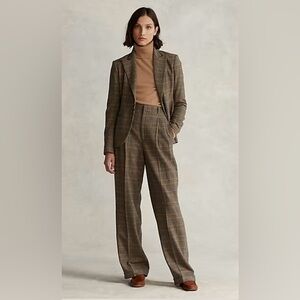 RALPH LAUREN Glen Plaid Wide Leg Pants